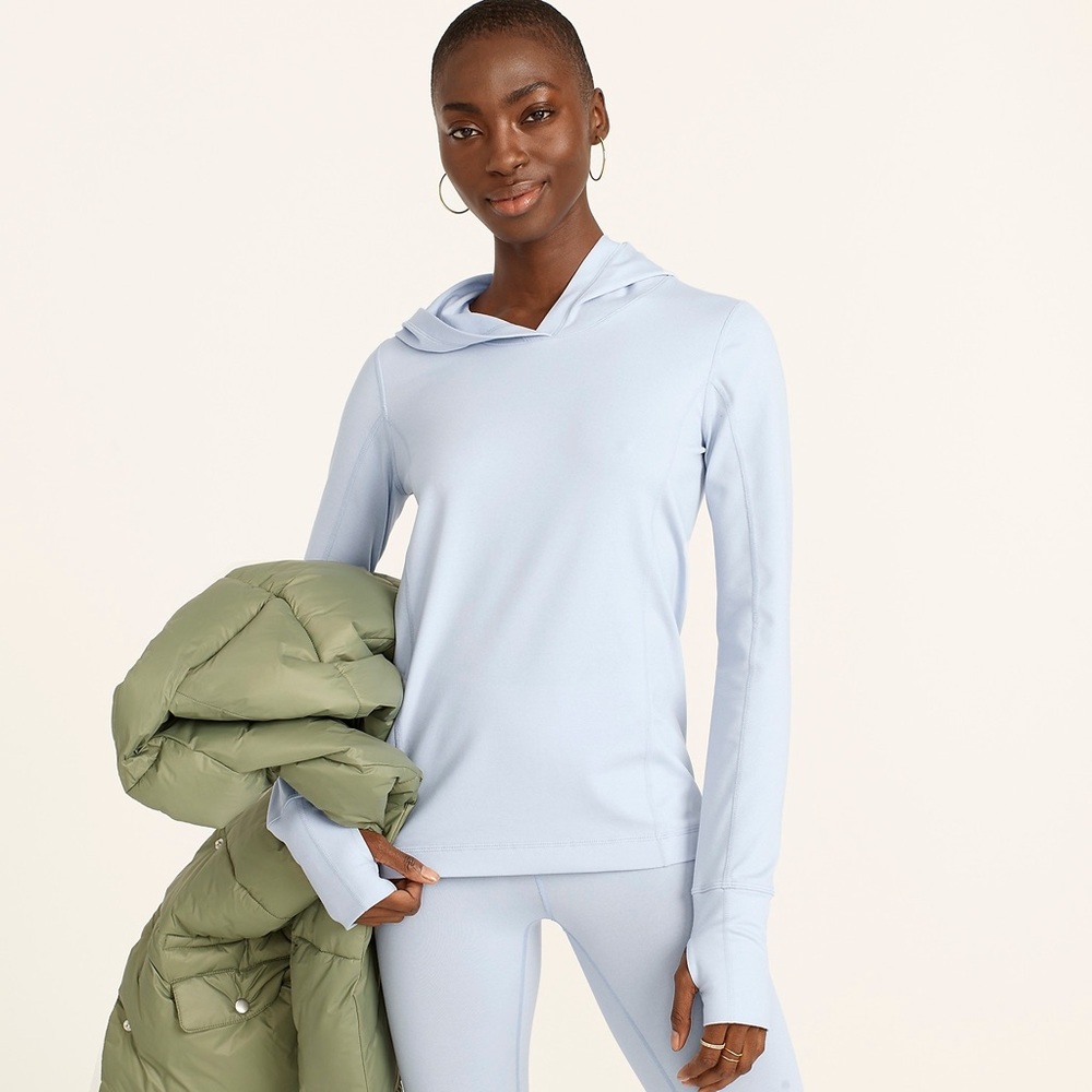 NWT - J Crew fitted hoodie in signature flex light blue size XL